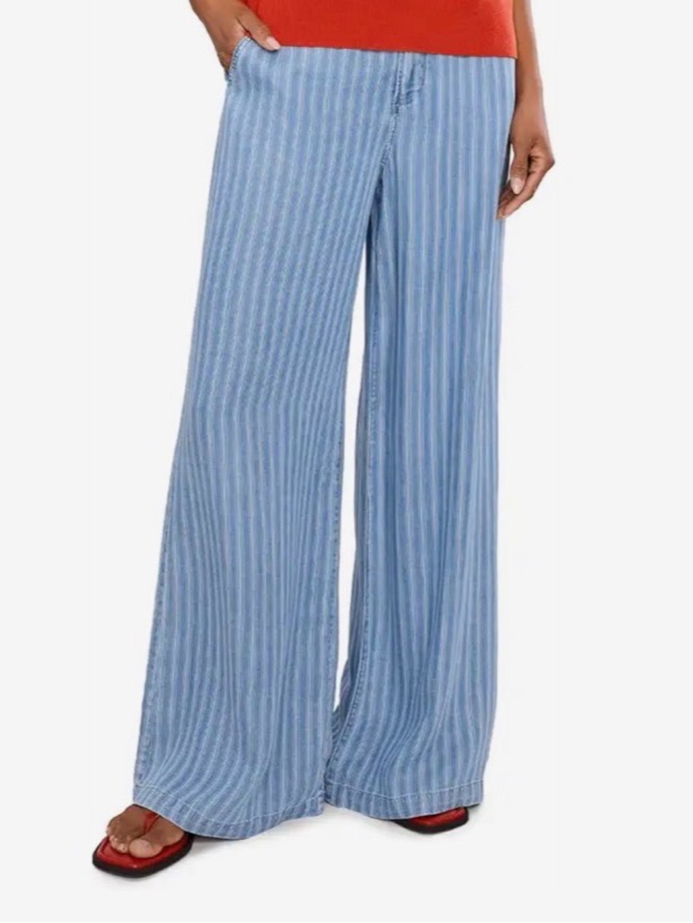 Kut from the Kloth Light ‘Ryan’ Blue and White Striped Wide Leg Pants